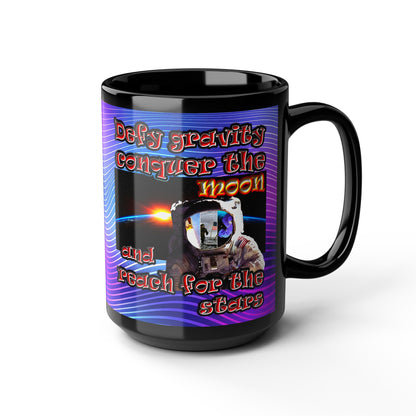 defy conquer reach - Black Mug (purple wave)