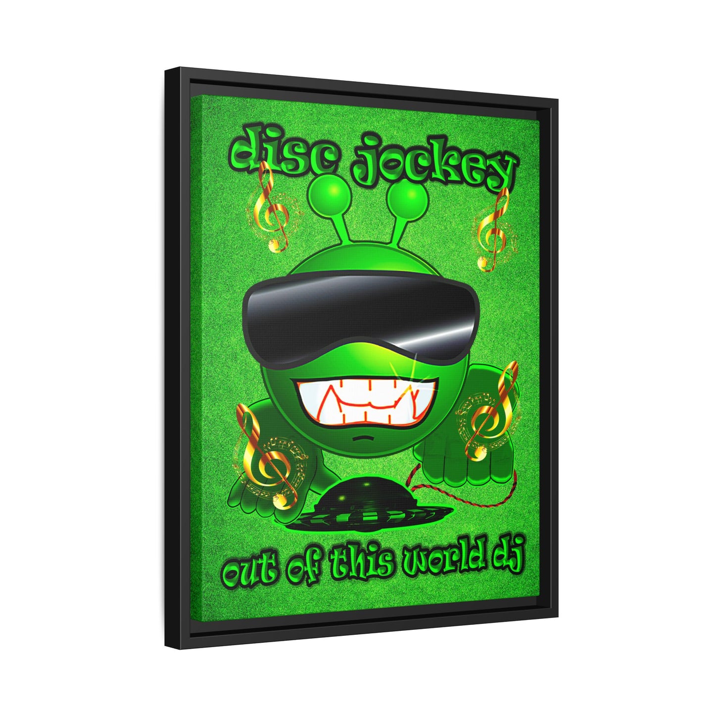 disc jockey - framed canvas art (green turf)