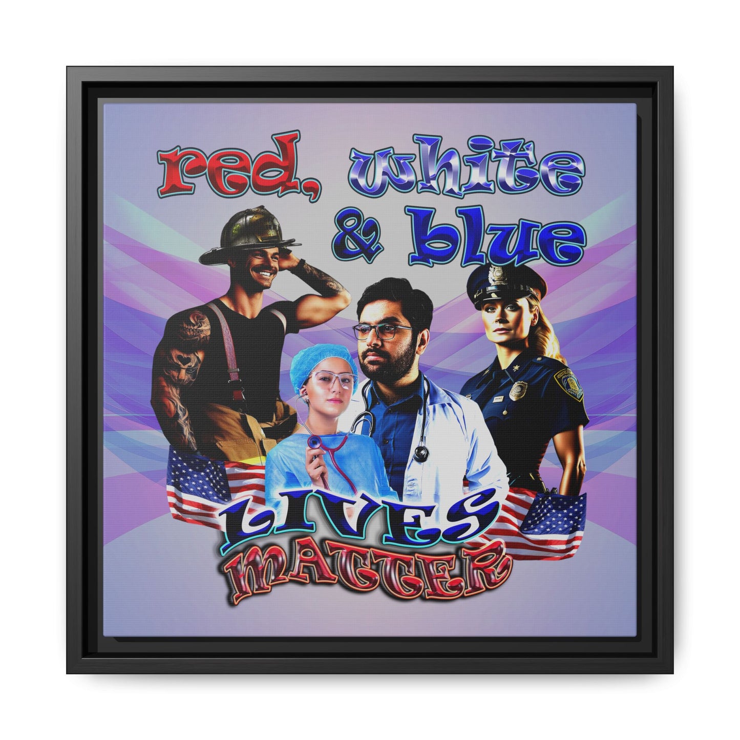 rw&b lives matter - framed canvas art (light blue-pink wave)