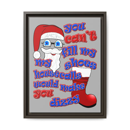 santa's shoes - framed canvas art (light grey)