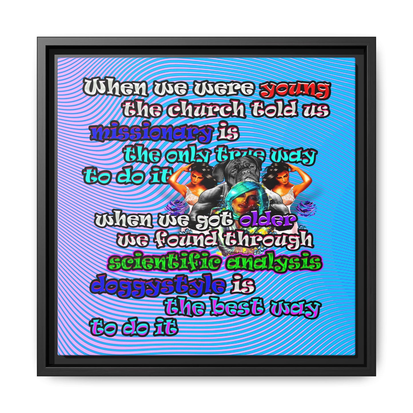doggystyle - framed canvas art (light blue-purple wave)