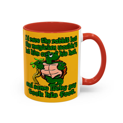 turtle race - Accent Mug (yellow)