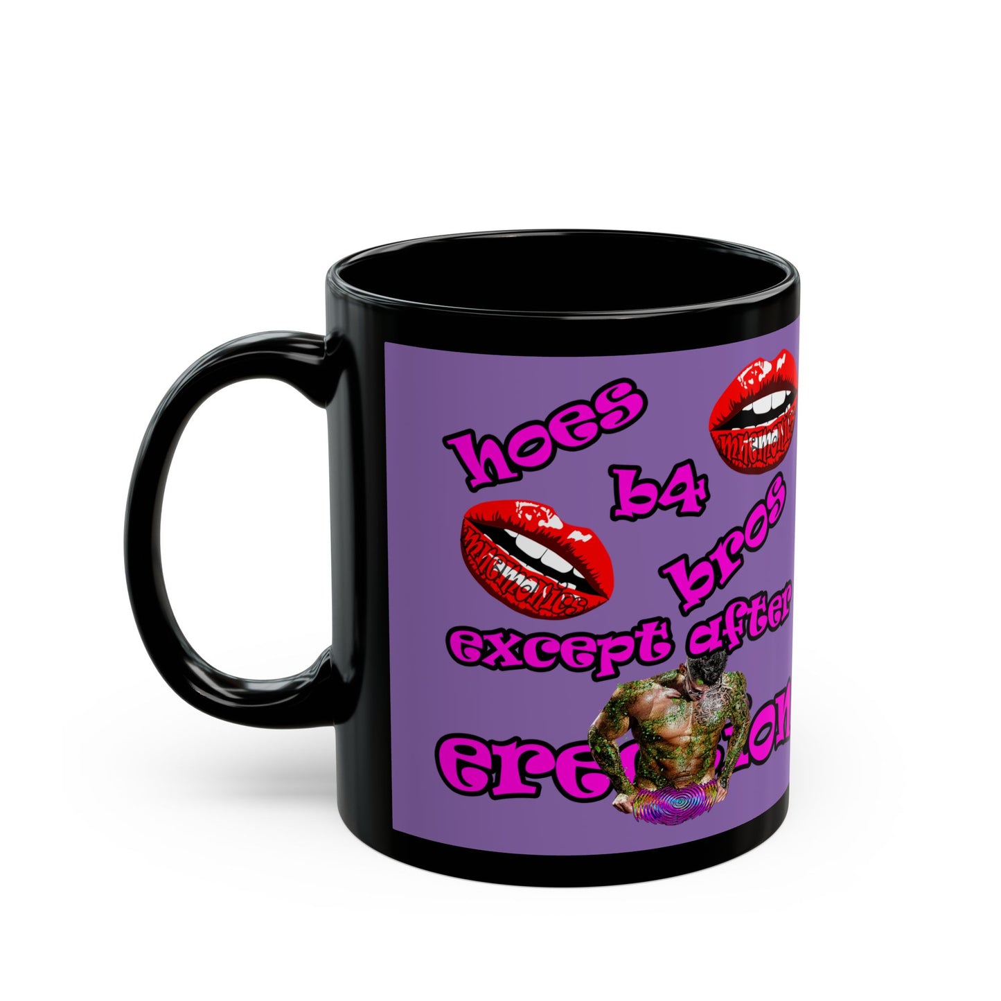 hoes b4 bros - Black Mug (light purple)