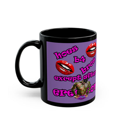 hoes b4 bros - Black Mug (light purple)