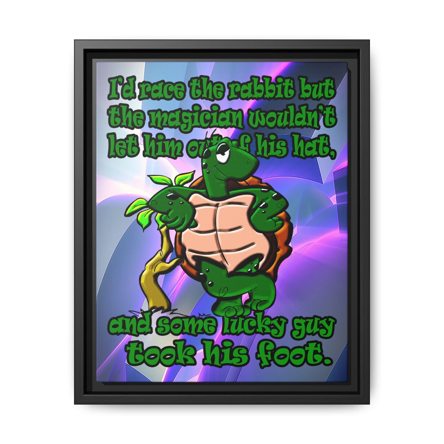 turtle race - framed canvas art (grey-pink wave)