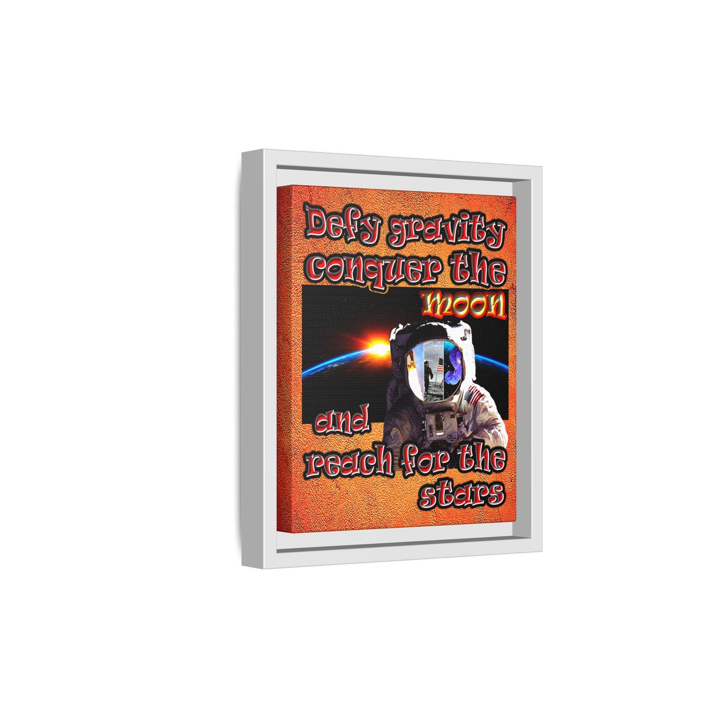 defy conquer reach - framed canvas art (burnt orange)