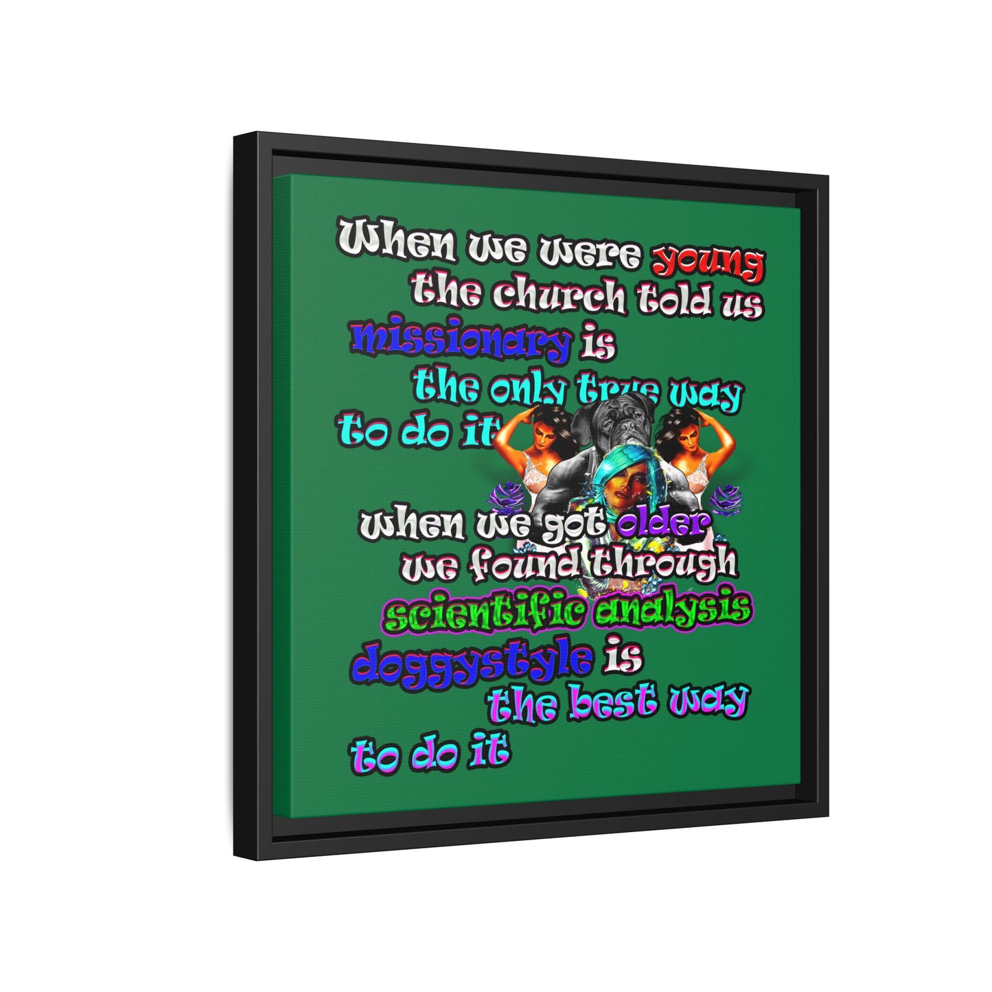 doggystyle - framed canvas art (dark green)