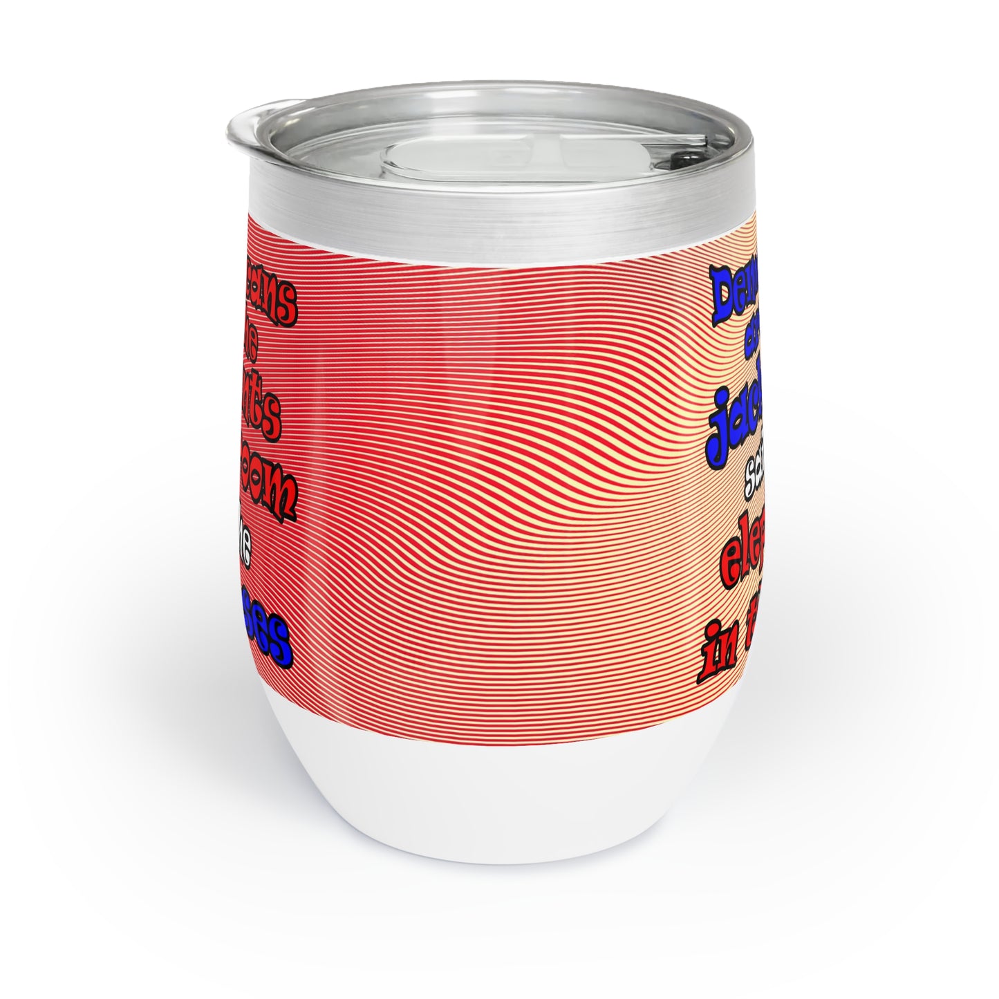 donkeys and elephants - Chill Wine Tumbler (yellow-orange wave)