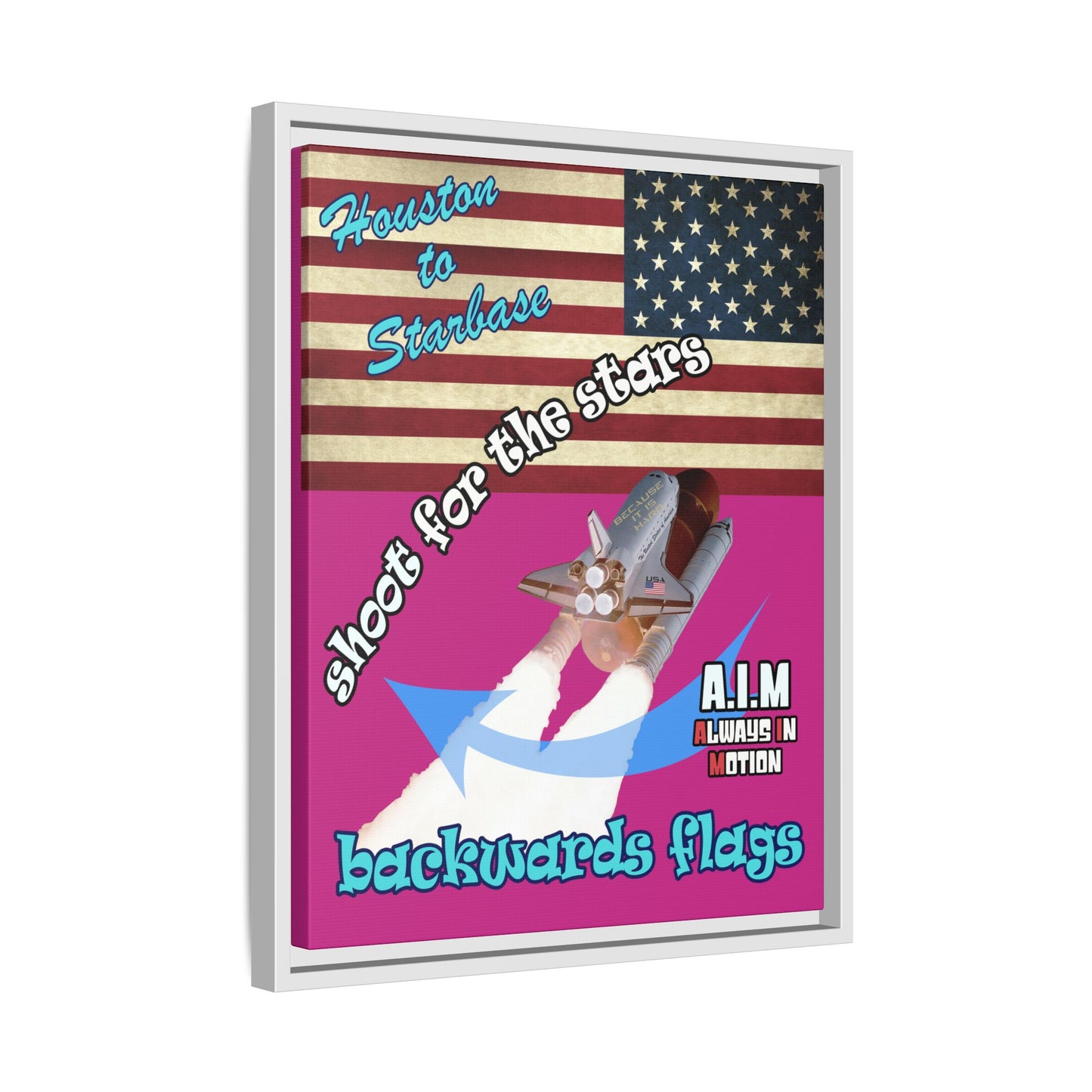 shoot for the stars - framed canvas art (pink)