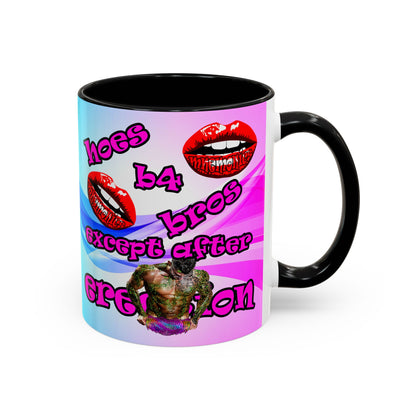 hoes b4 bros - Accent Mug (light blue-pink wave)
