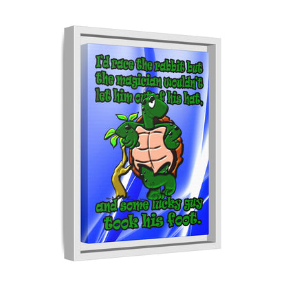 turtle race - framed canvas art (blue-white wave)