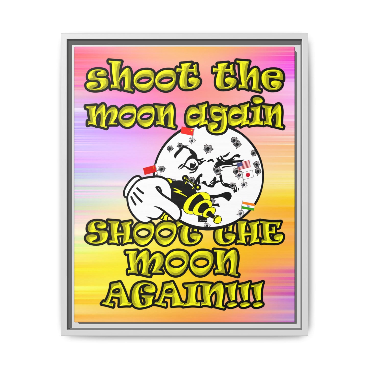 shoot the moon again - framed canvas art (color blur)
