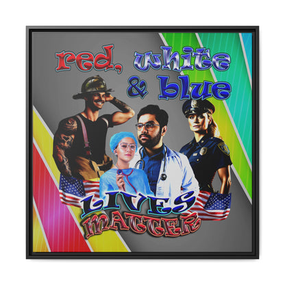rw&b lives matter - framed canvas art (rainbow split)