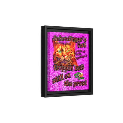 schrodinger's cat - framed canvas art (pink swirl)