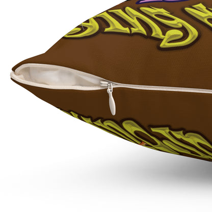 the bum's shit - Spun Polyester Square Pillow - (brown)