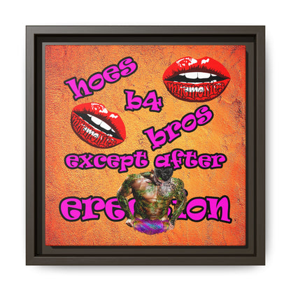 hoes b4 bros - framed canvas art (burnt orange)