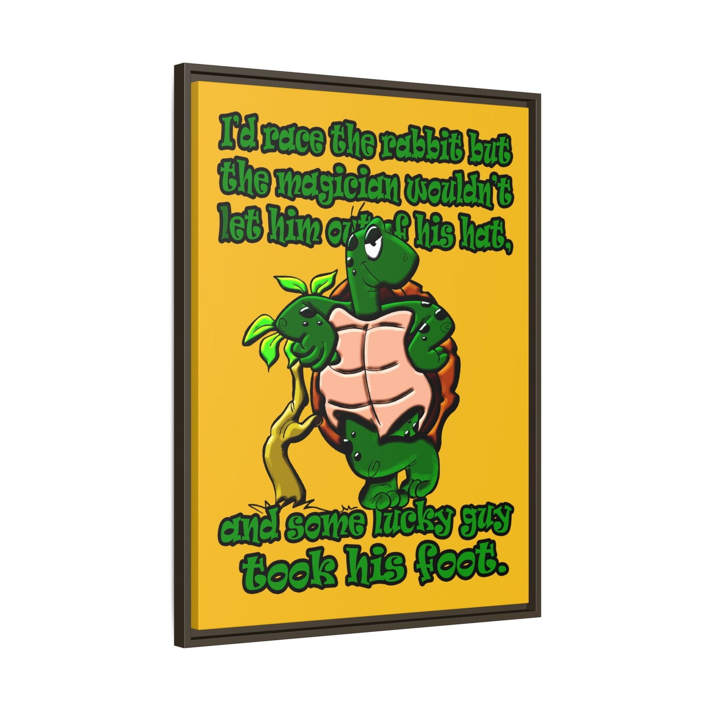 turtle race - framed canvas art (yellow)