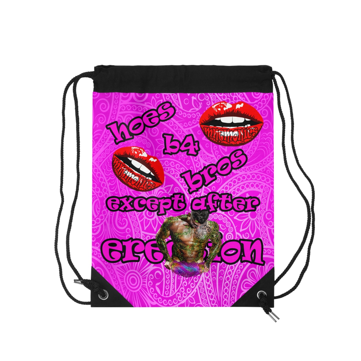 hoes b4 bros - Drawstring Bag (pink swirl)