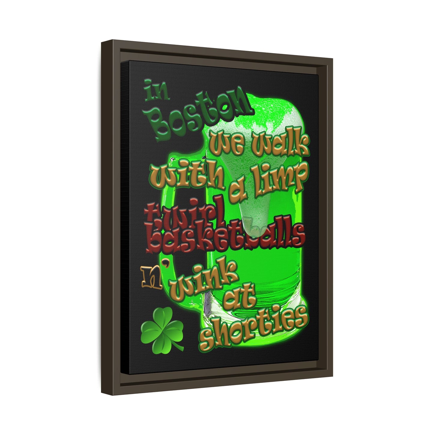 celtics logo - framed canvas art (black)