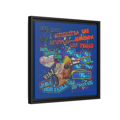 drop the beat - framed canvas art (dark blue)