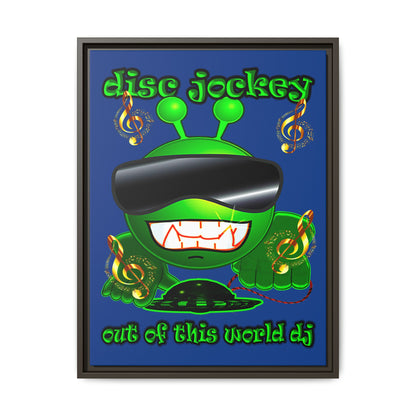 disc jockey - framed canvas art (dark blue)