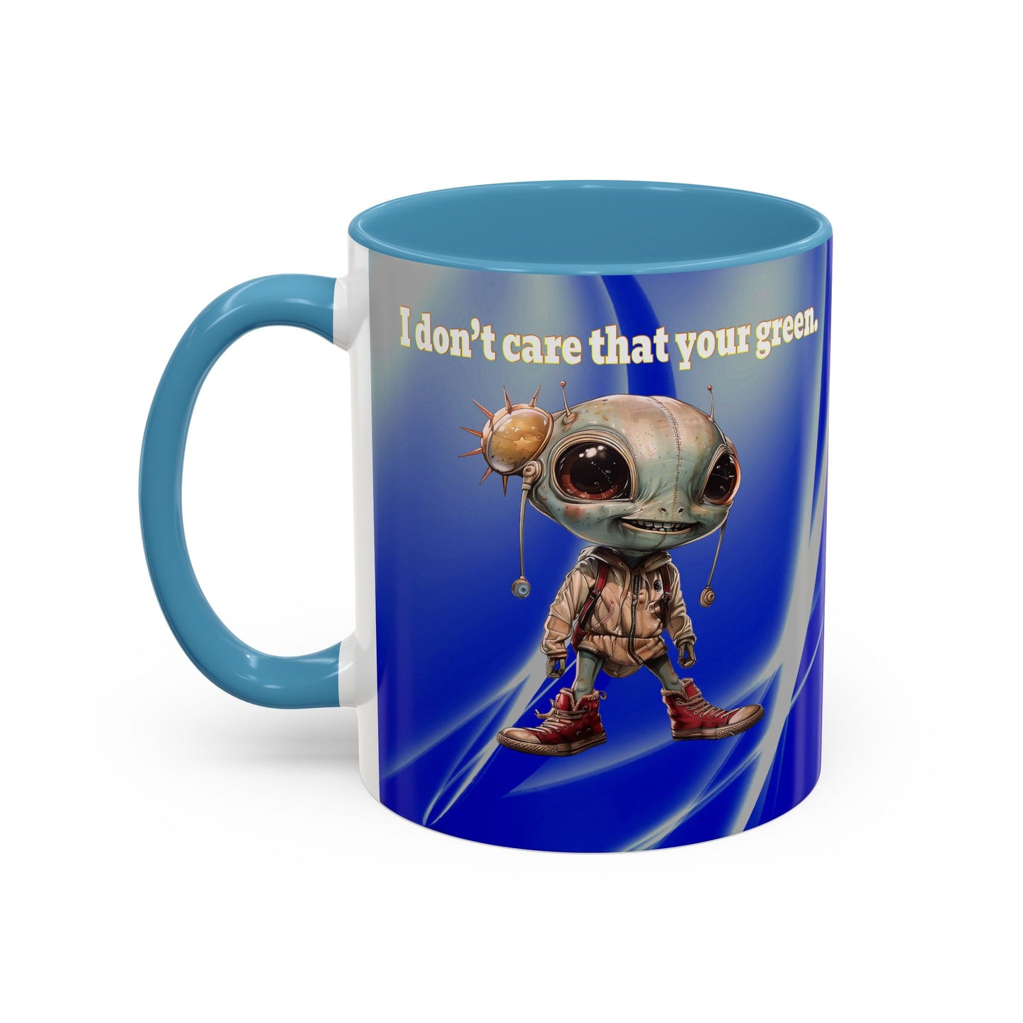 I don't care that your grey - Accent Mug (blue-white wave)