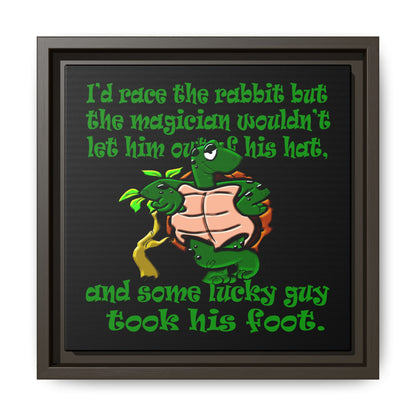 turtle race - framed canvas art (black)