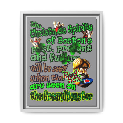 christmas spirits of boston - framed canvas art (grey)
