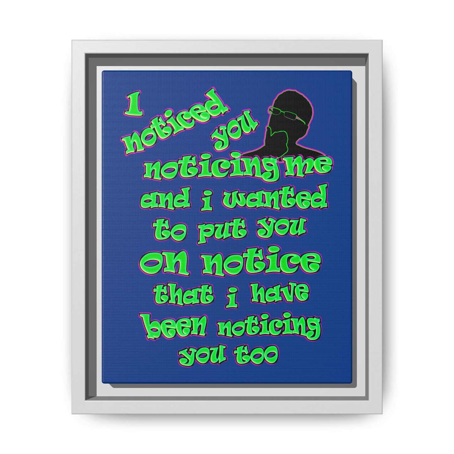 noticed you noticing - framed canvas art (dark blue)