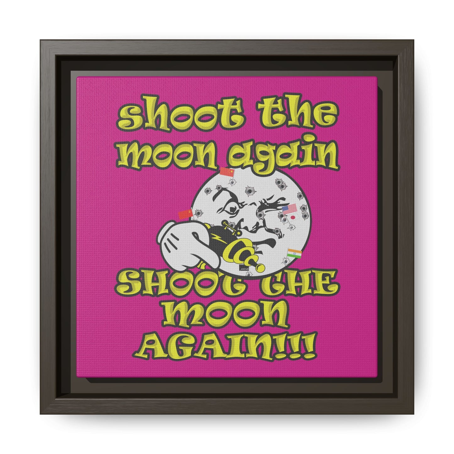 shoot the moon again - framed canvas art (pink)