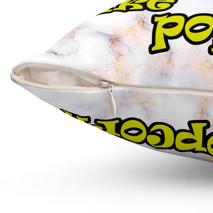 popping like popcorn - Spun Polyester Square Pillow - (white marble)