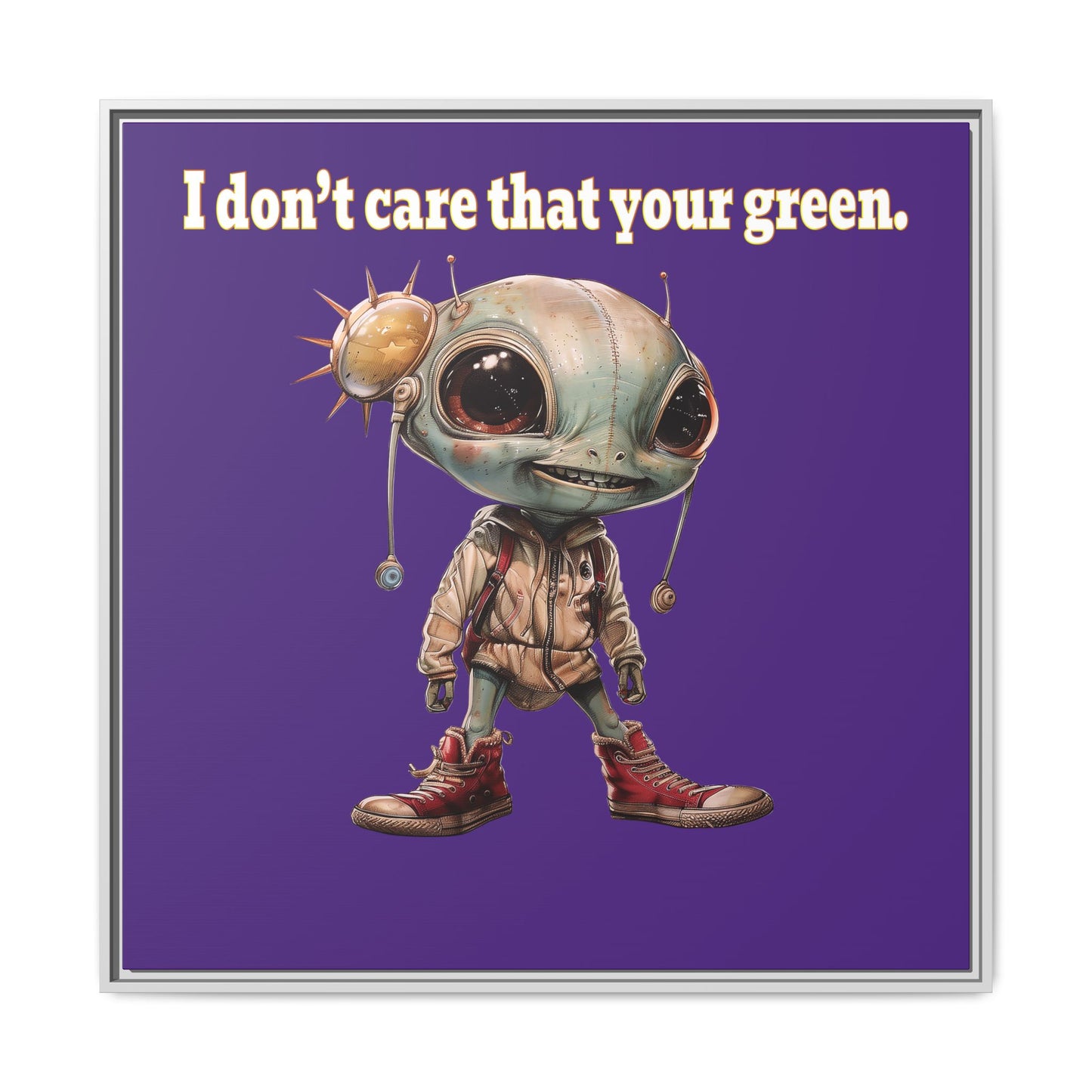 I don't care that your green - framed canvas art (purple)