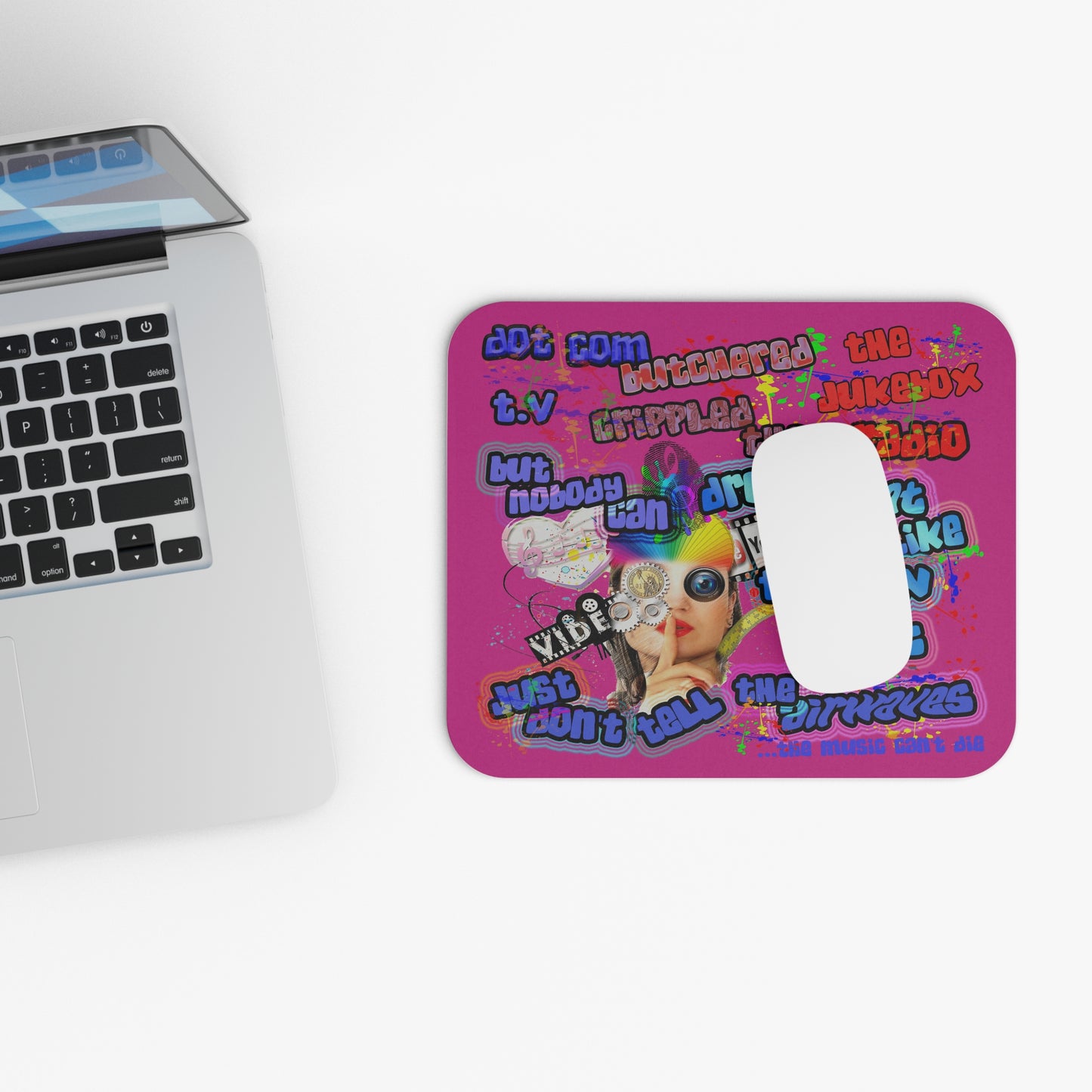 drop the beat - Mouse Pad (Rectangle) (pink)