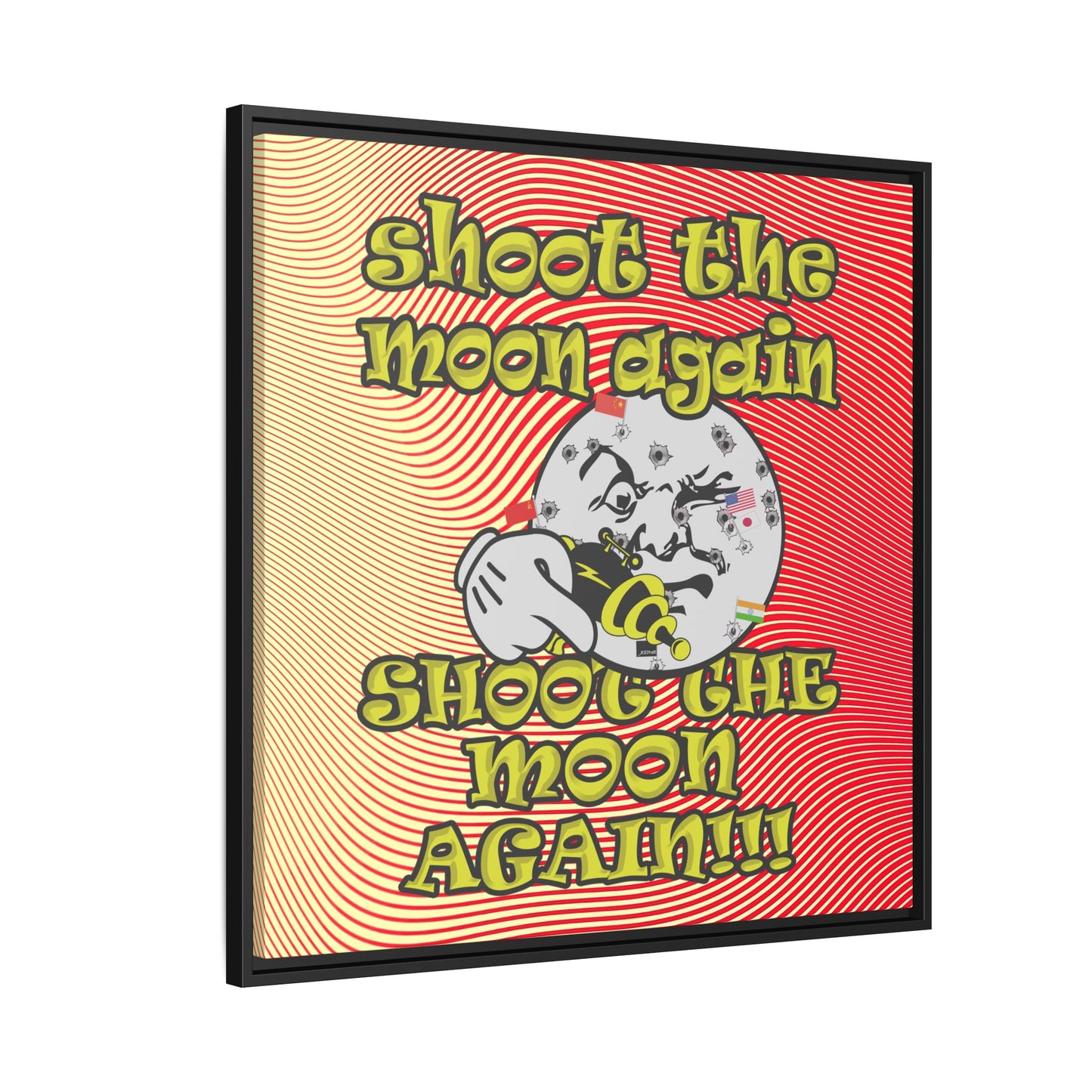 shoot the moon again - framed canvas art (yellow-orange wave)