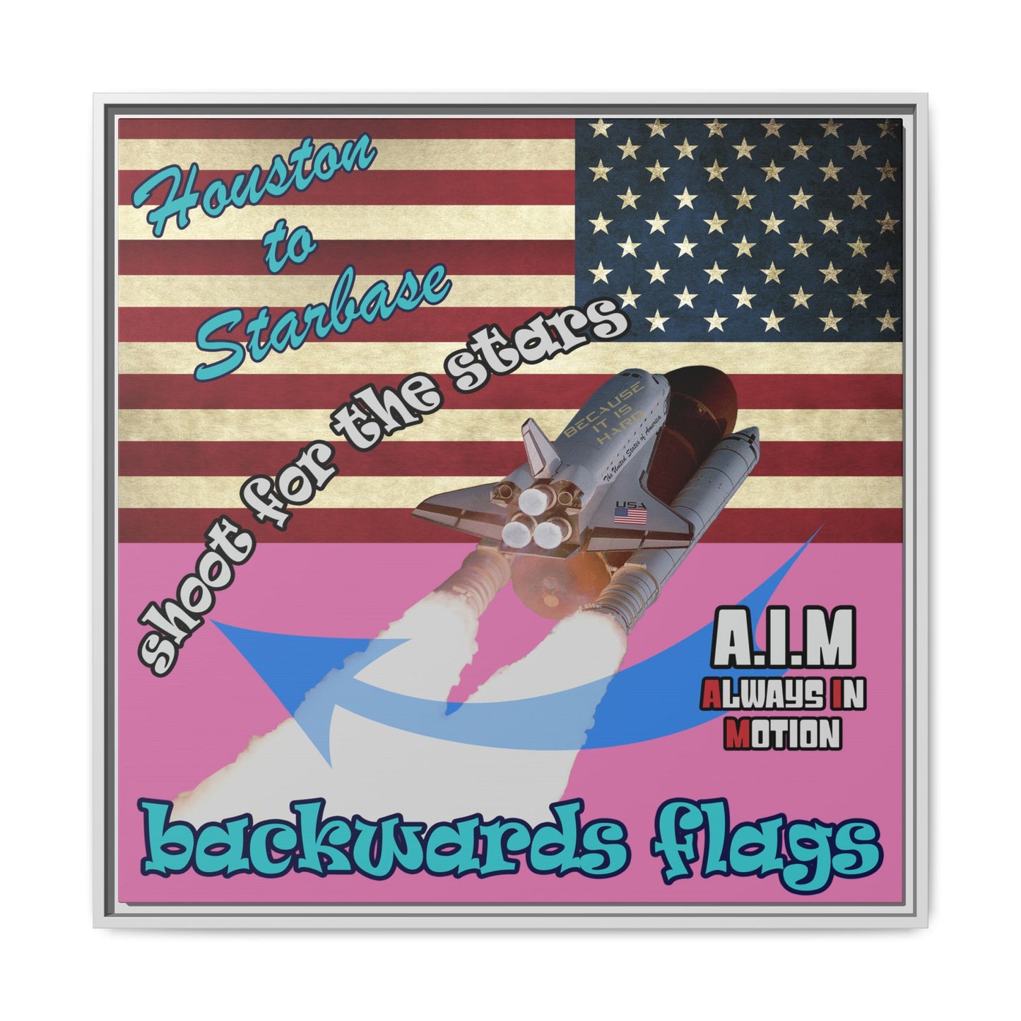 shoot for the stars - framed canvas art (light pink)