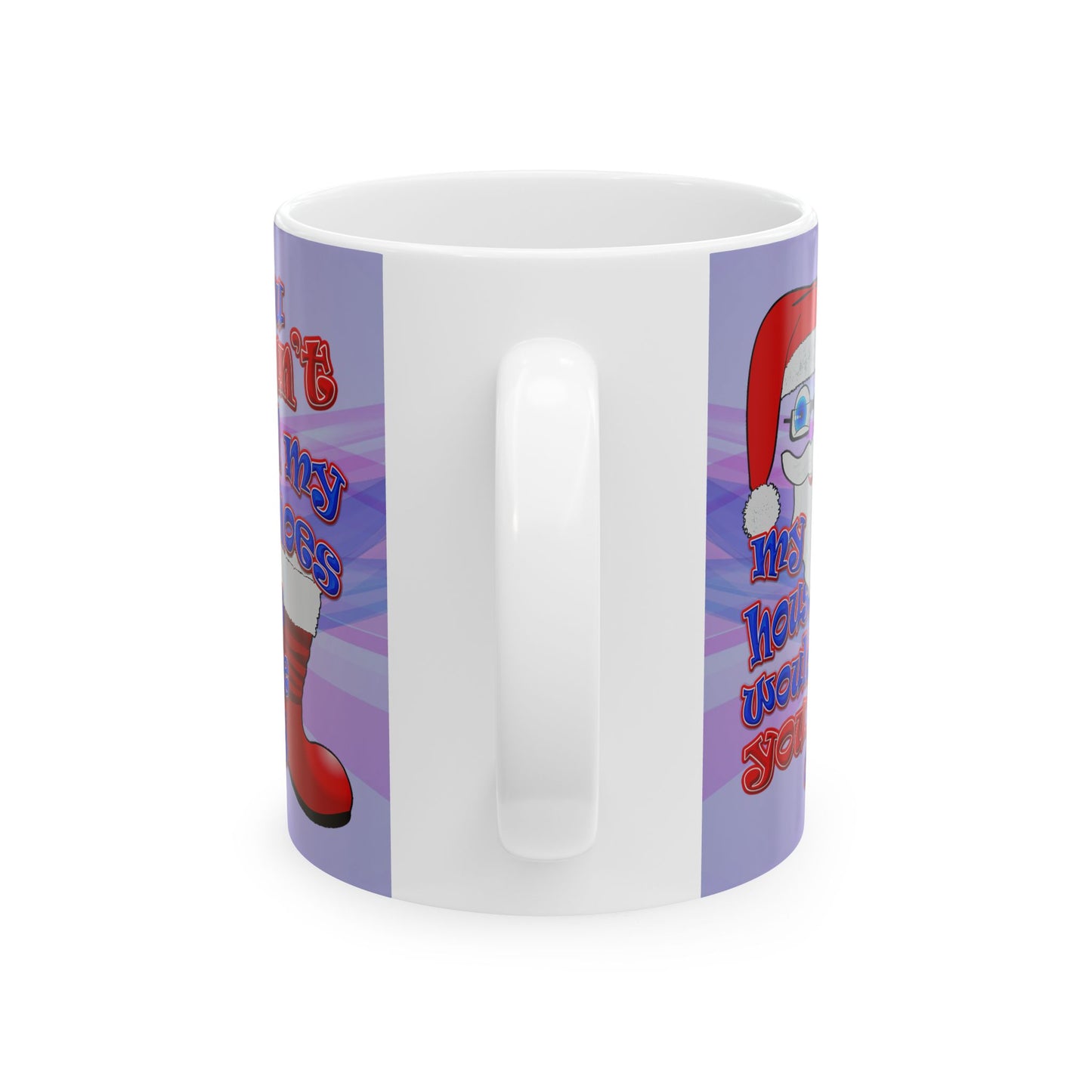 santa's shoes - White Mug (light blue-pink wave)