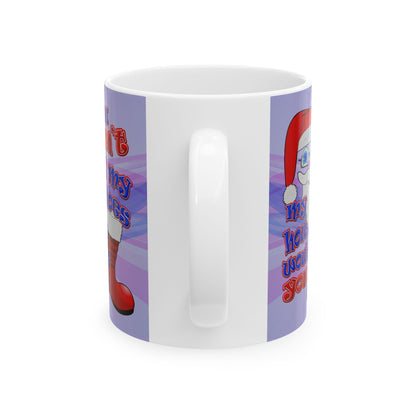 santa's shoes - White Mug (light blue-pink wave)