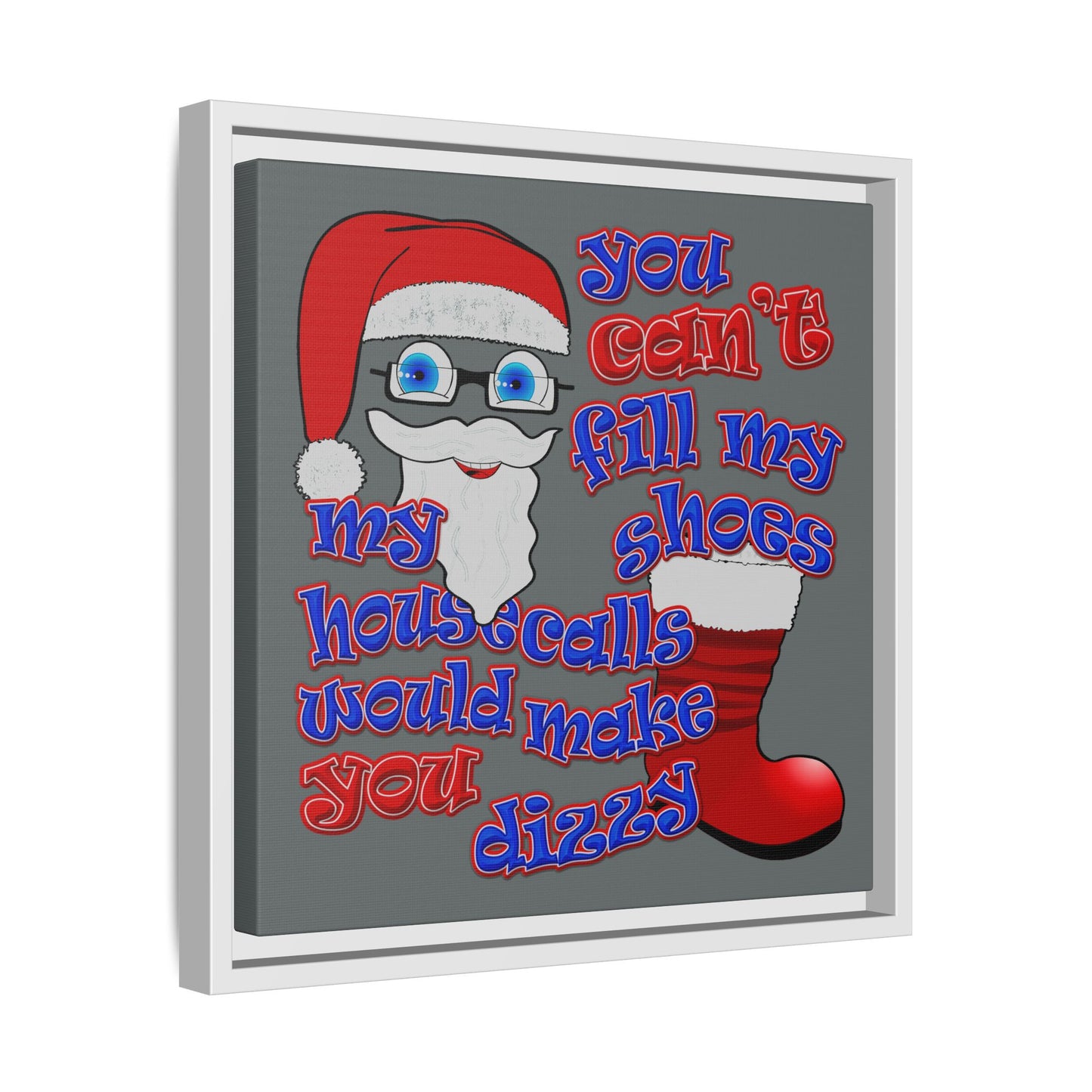 santa's shoes - framed canvas art (dark grey)