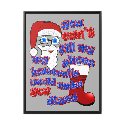 santa's shoes - framed canvas art (light grey)