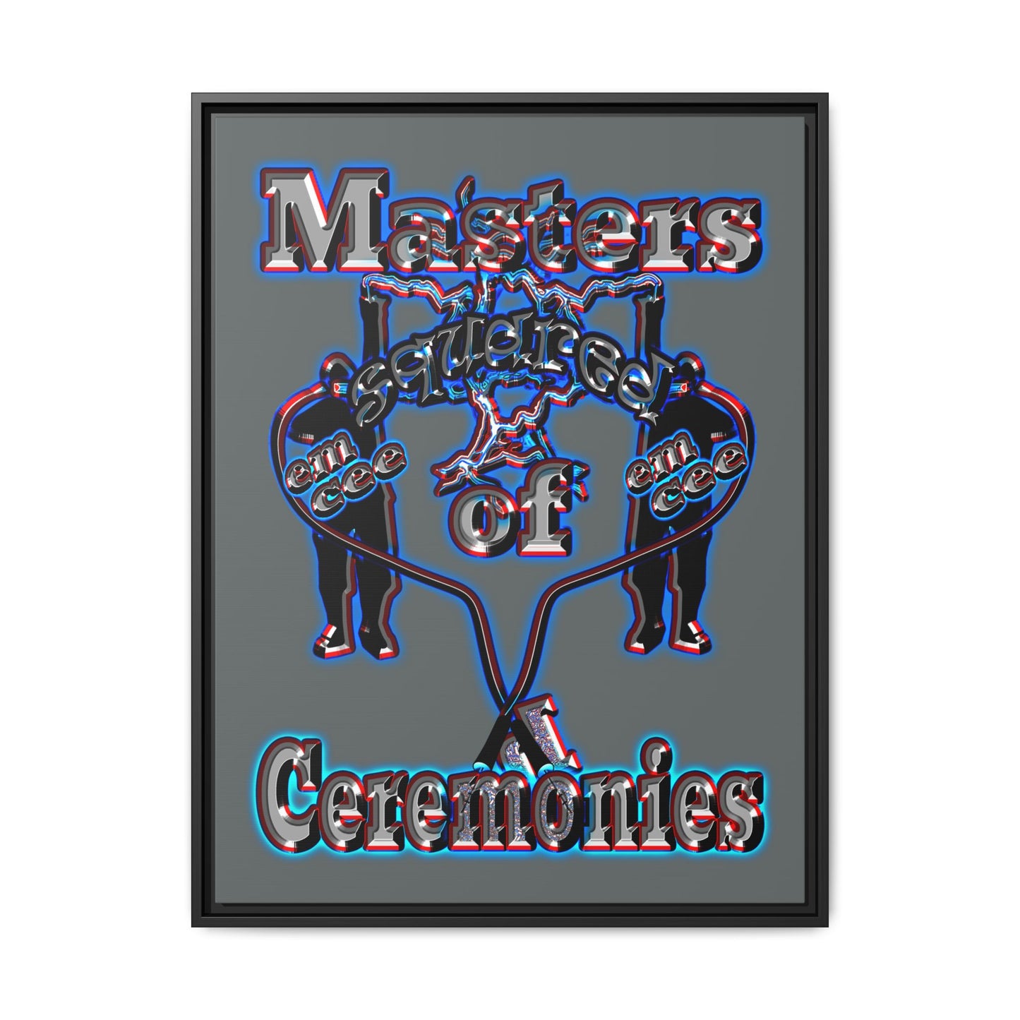 em cee squared - framed canvas art (dark grey)