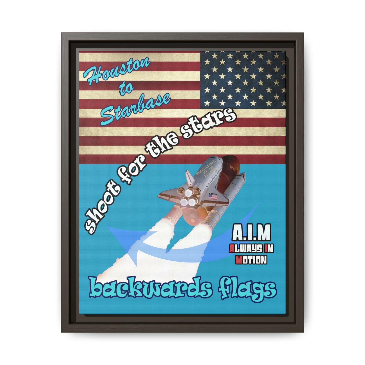 shoot for the stars - framed canvas art (turquoise)