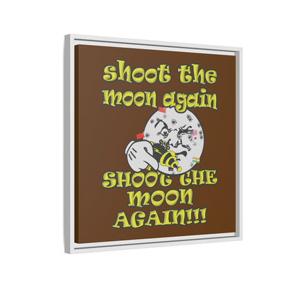 shoot the moon again - framed canvas art (brown)