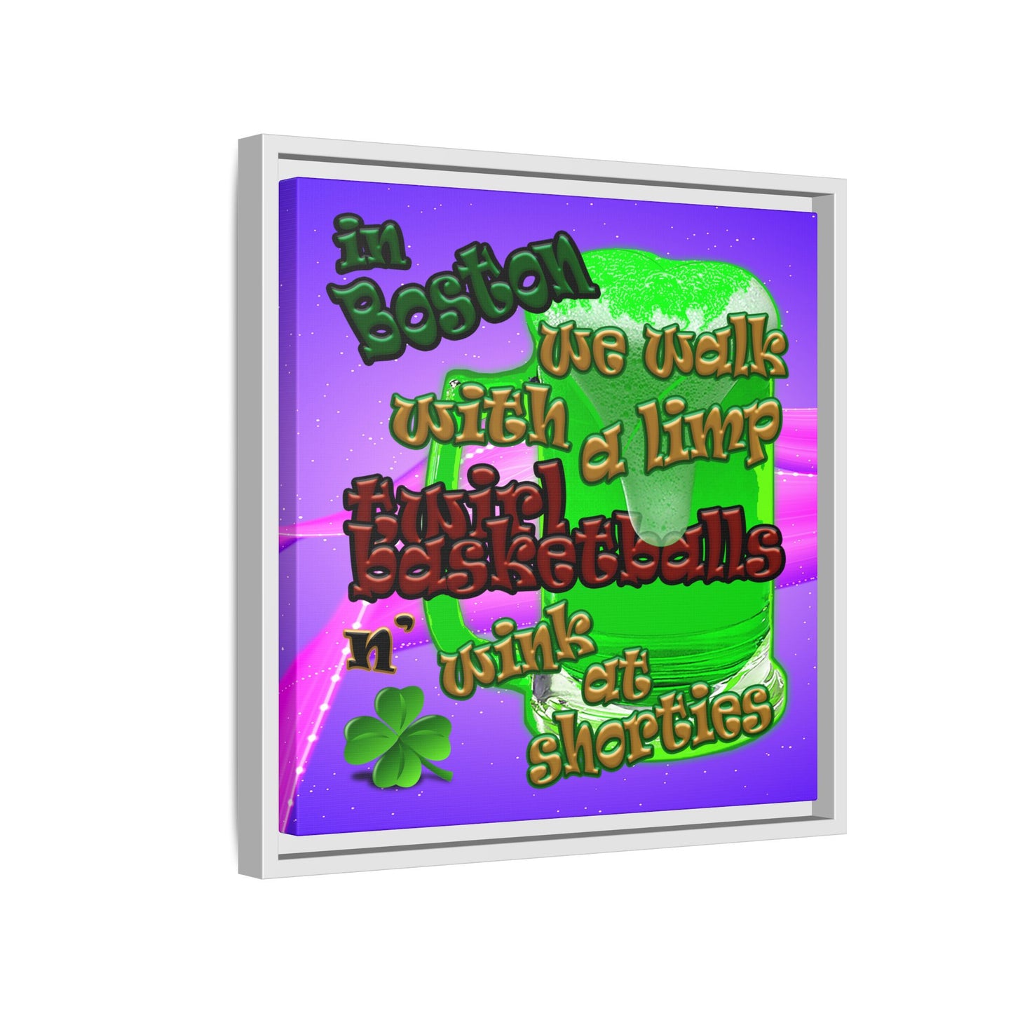 celtics logo - framed canvas art (purple-pink wave)