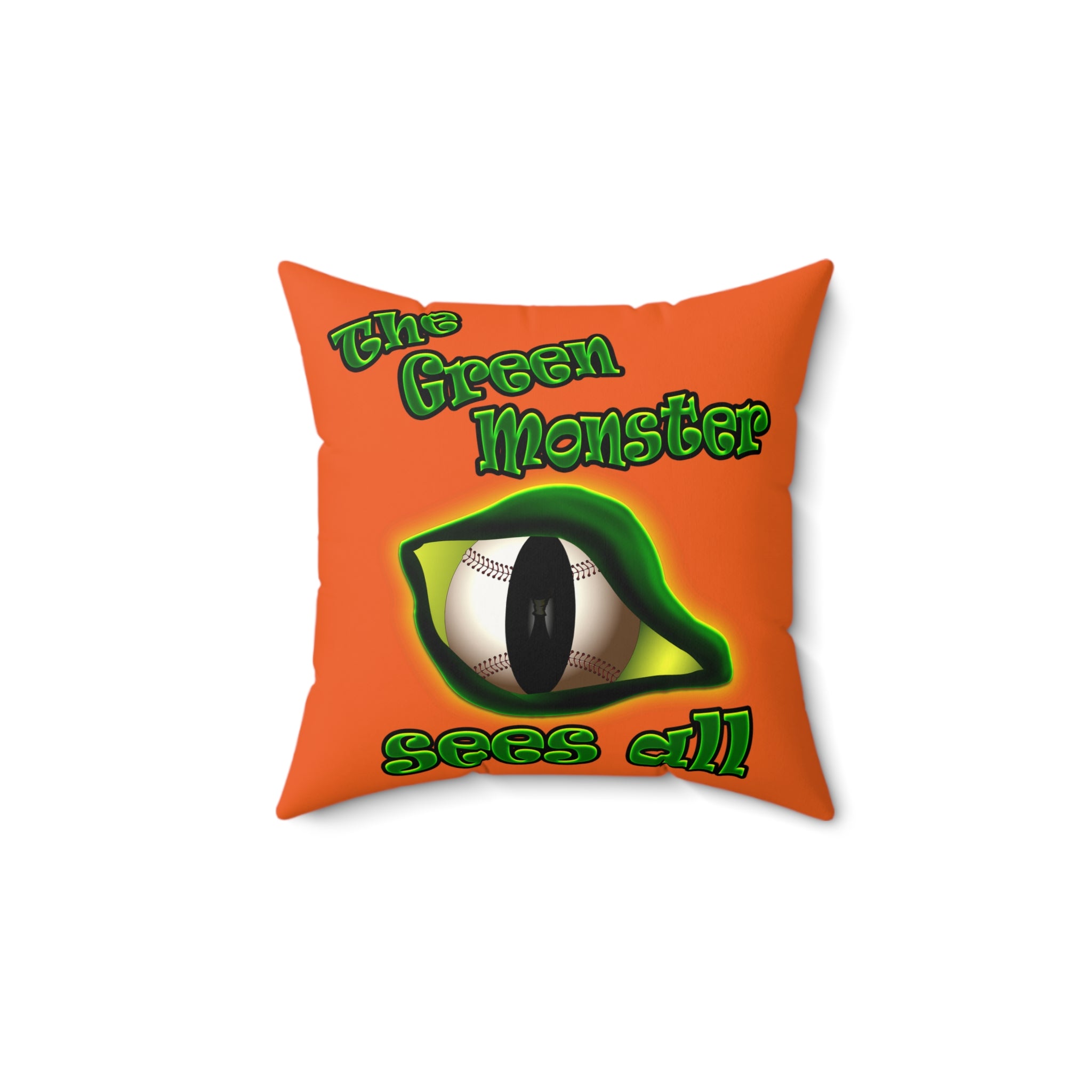 green monster - Faux Suede Square Pillow - (orange)