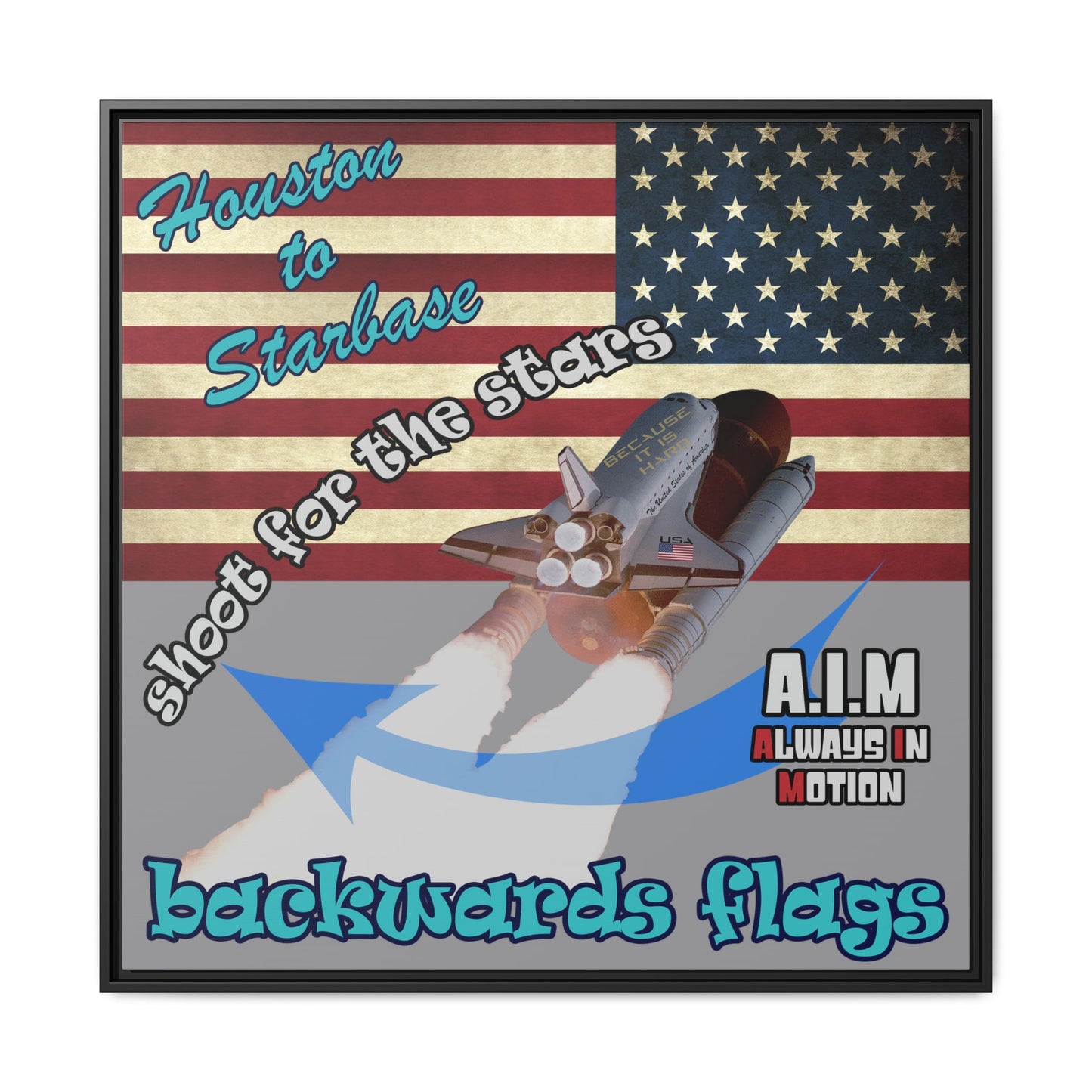 shoot for the stars - framed canvas art (grey)