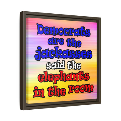 donkeys and elephants - framed canvas art (color blur)