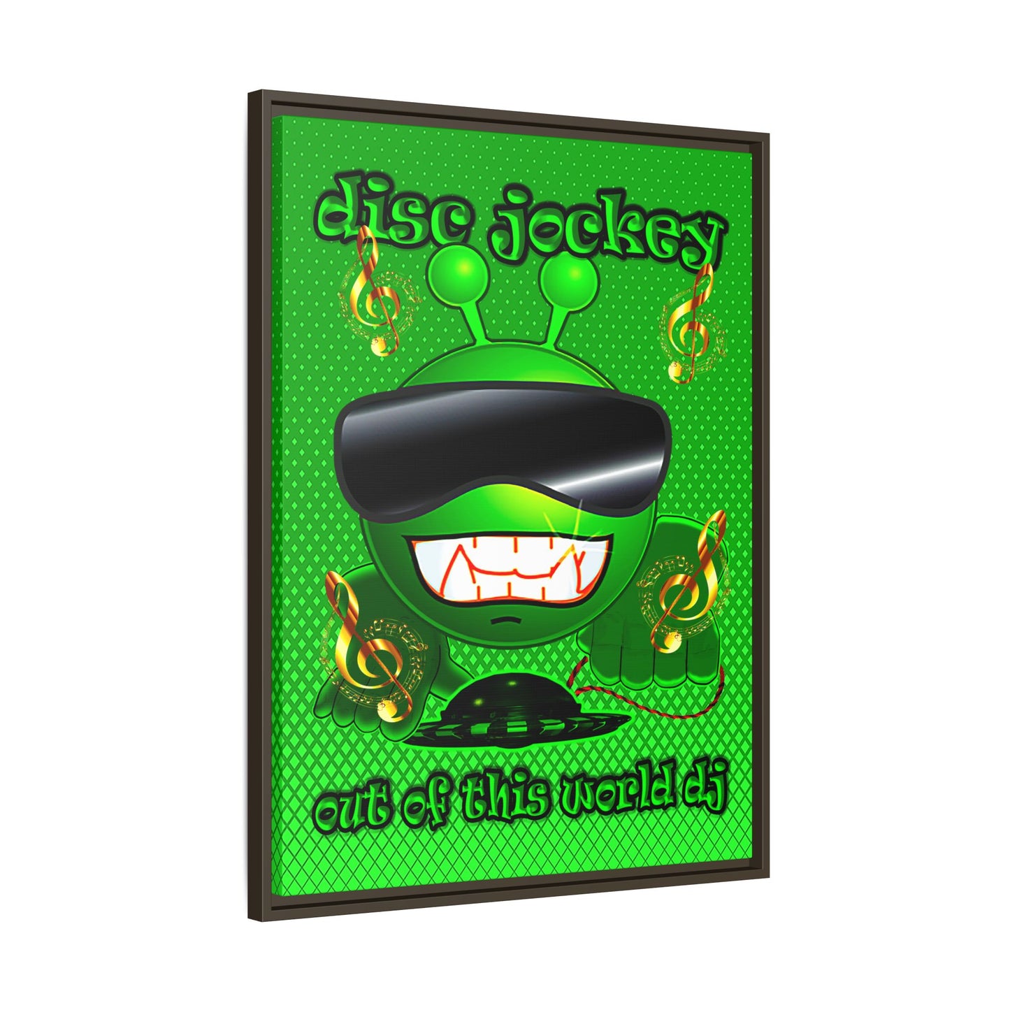disc jockey - framed canvas art (logo green)