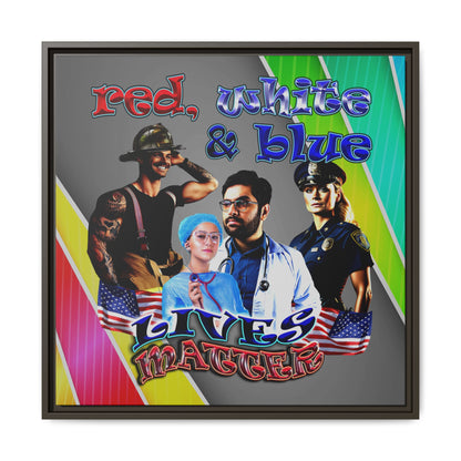 rw&b lives matter - framed canvas art (rainbow split)