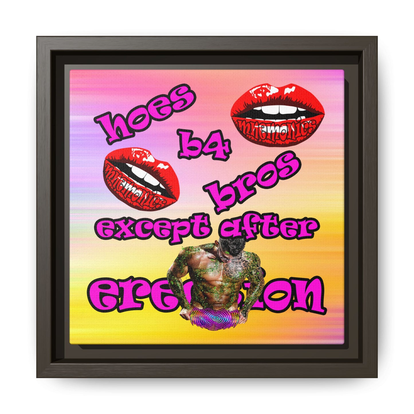 hoes b4 bros - framed canvas art (color blur)