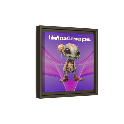 I don't care that your green - framed canvas art (purple-pink wave)